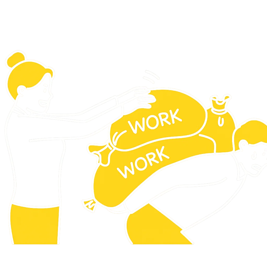 Staff carrying heavy work bags